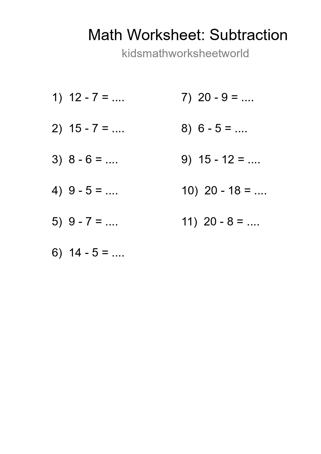 Free 11 Subtraction Math Worksheet For Grade 2 With Answers - Part 74