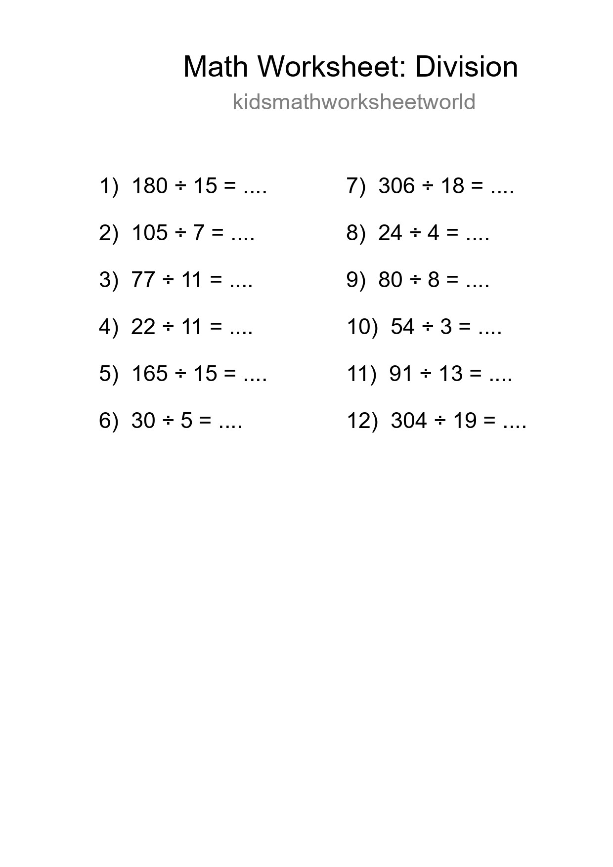 Free 12 Division Math Worksheet For Grade 2 With Answers - Part 191
