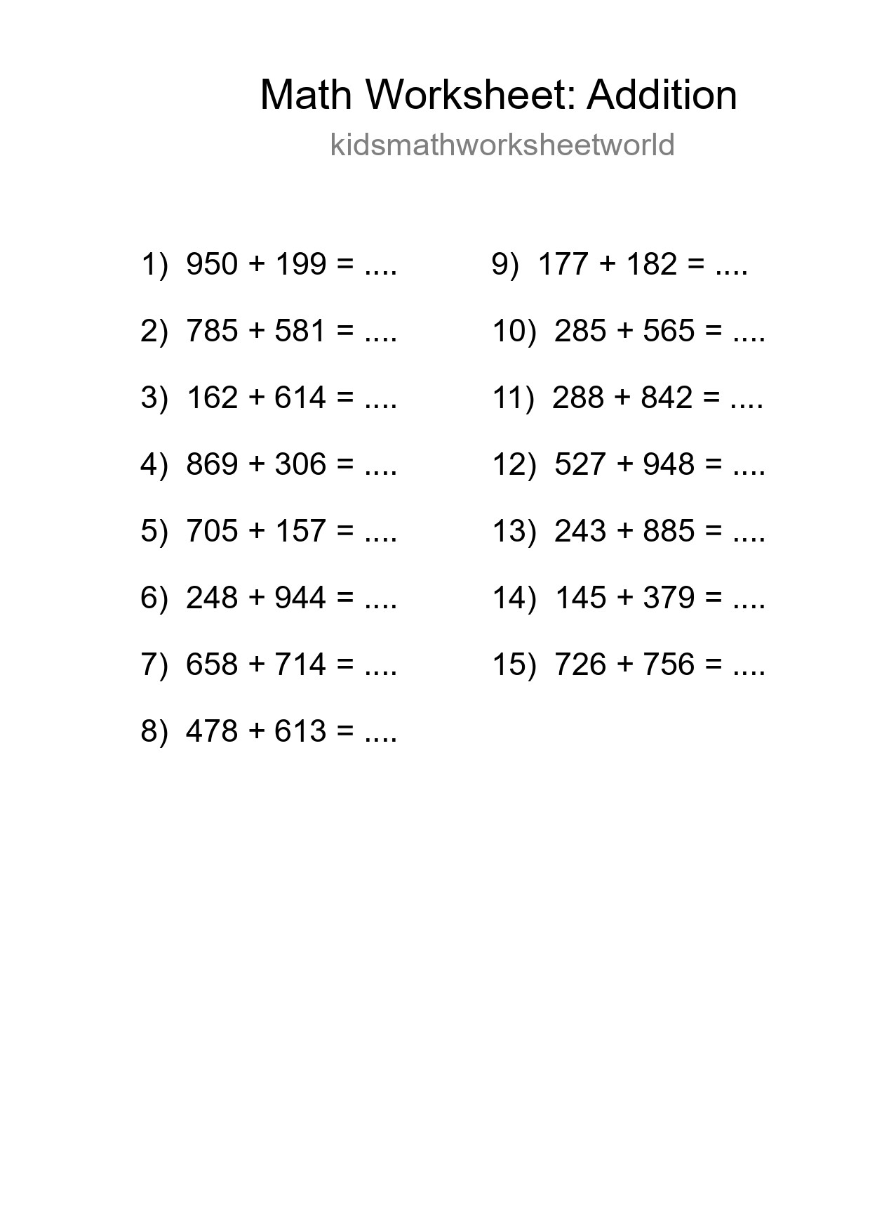 Free 15 Addition Math Worksheet For Grade 5 With Answers - Part 166
