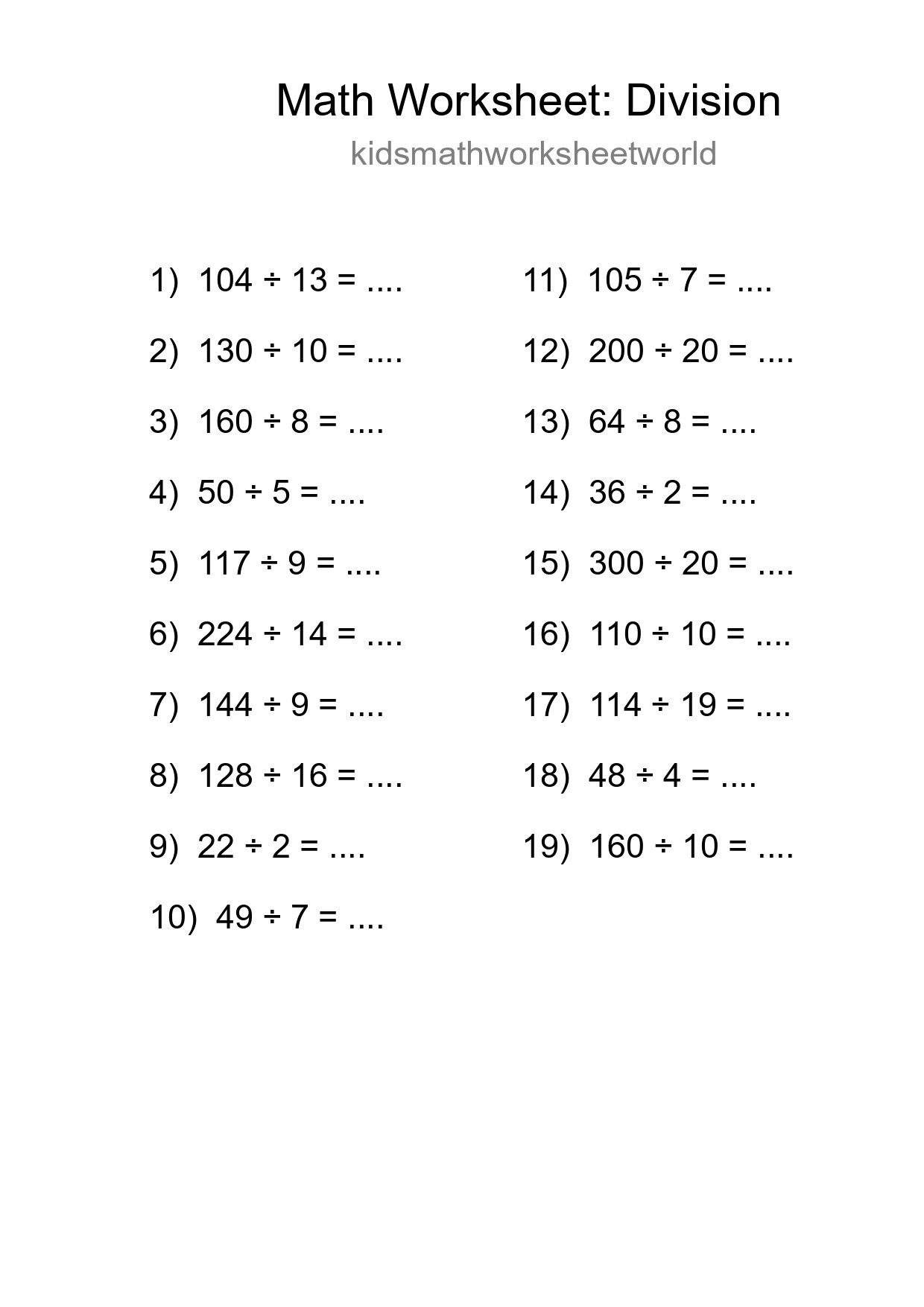 Free 19 Division Math Worksheet For Grade 2 - Part 268