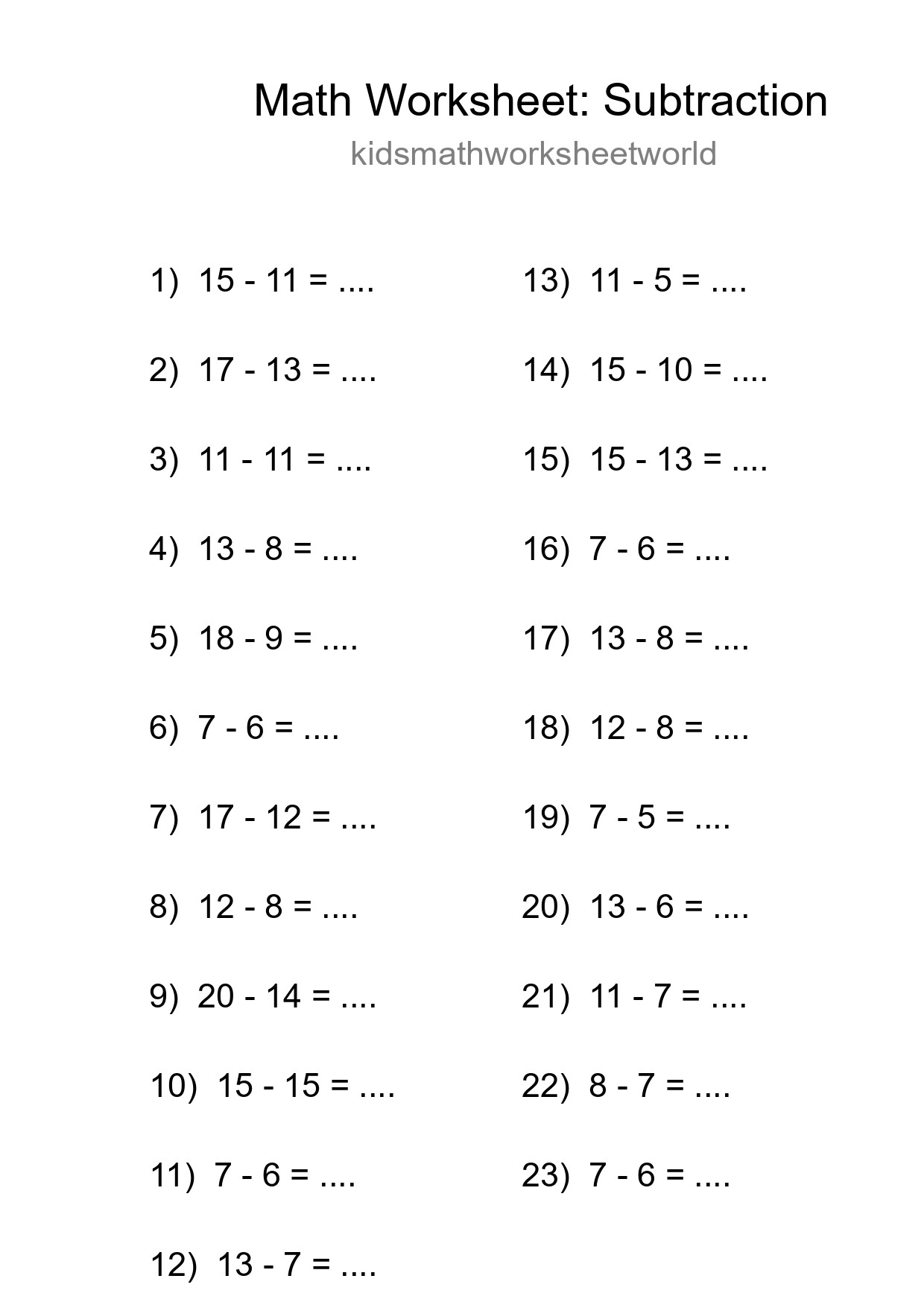 Free 23 Subtraction Math Worksheet For Grade 2 - Part 239