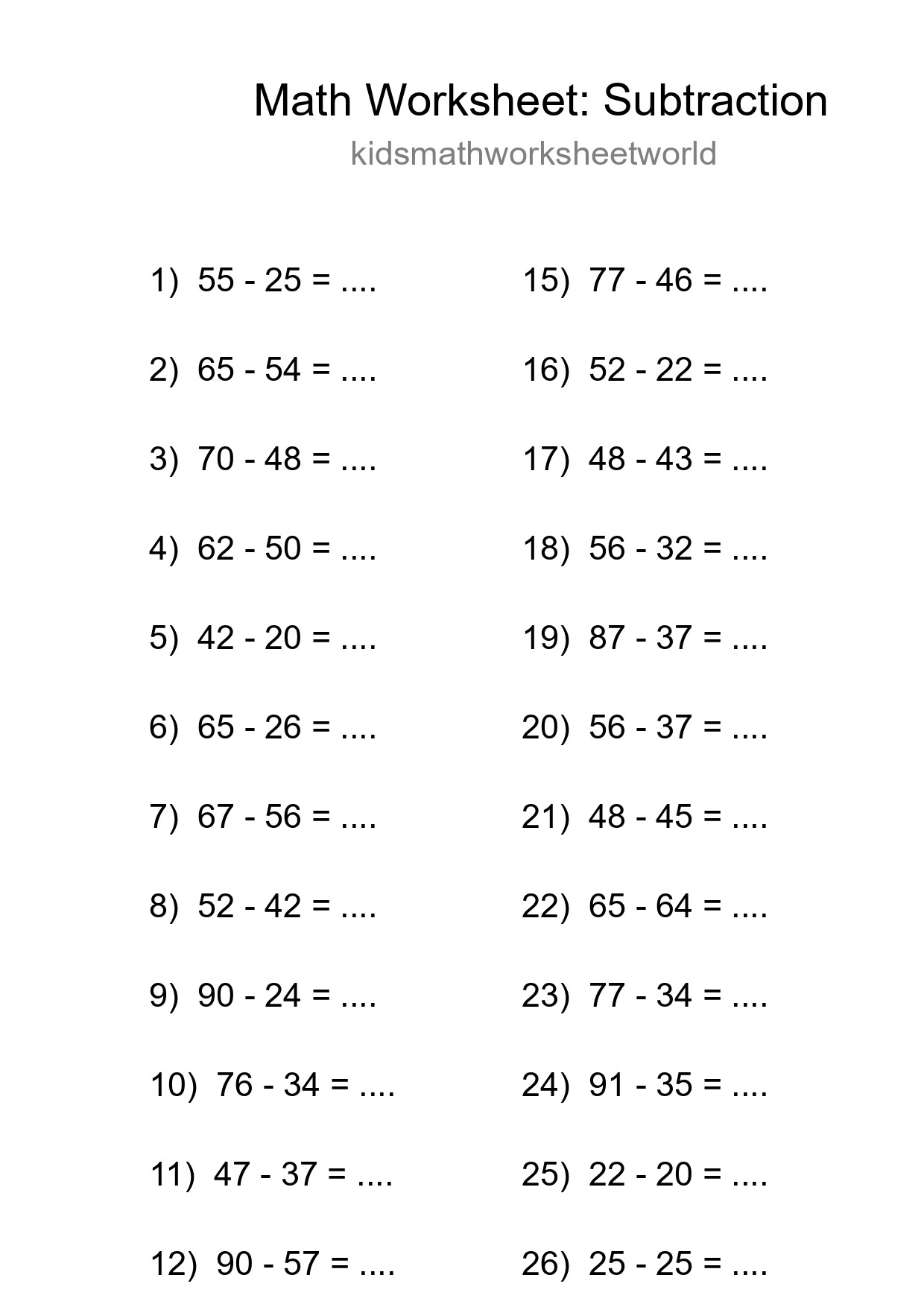 Free 28 Subtraction Math Worksheet For Grade 3 - Part 195