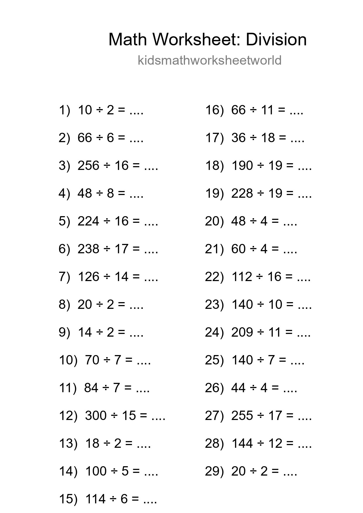 Free 29 Division Math Worksheet For Grade 2 - Part 257