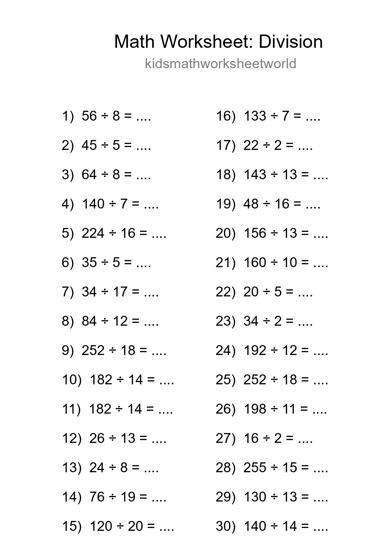 Free 30 Division Math Worksheet For Grade 2 - Part 125