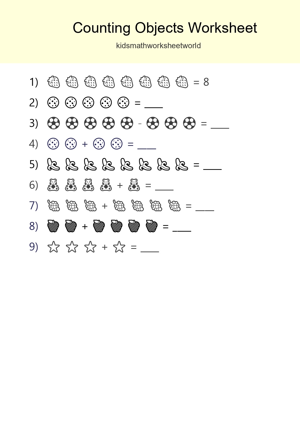 Free Counting Objects Worksheet For Kindergarten Printable - Part 190