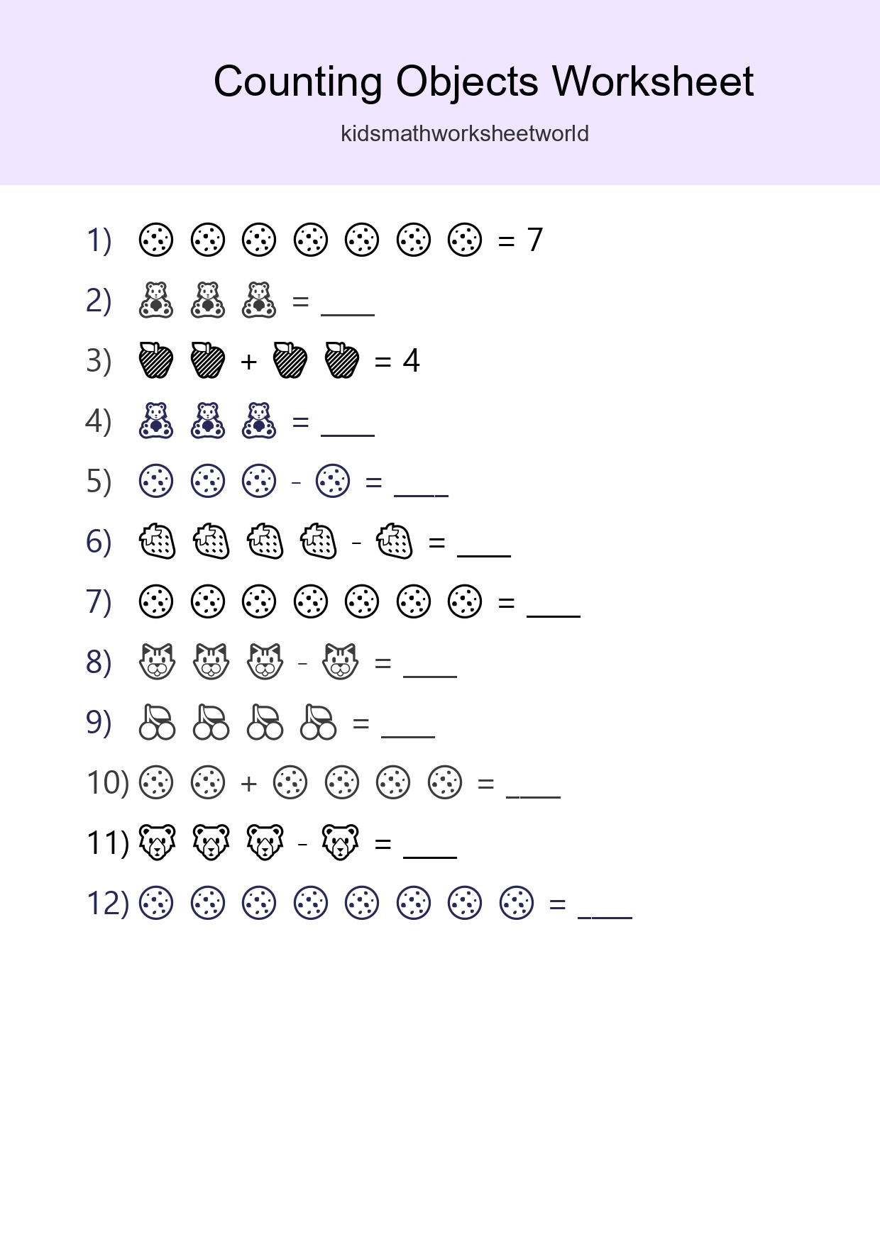 Free Counting Objects Worksheet For Kindergarten Printable - Part 212