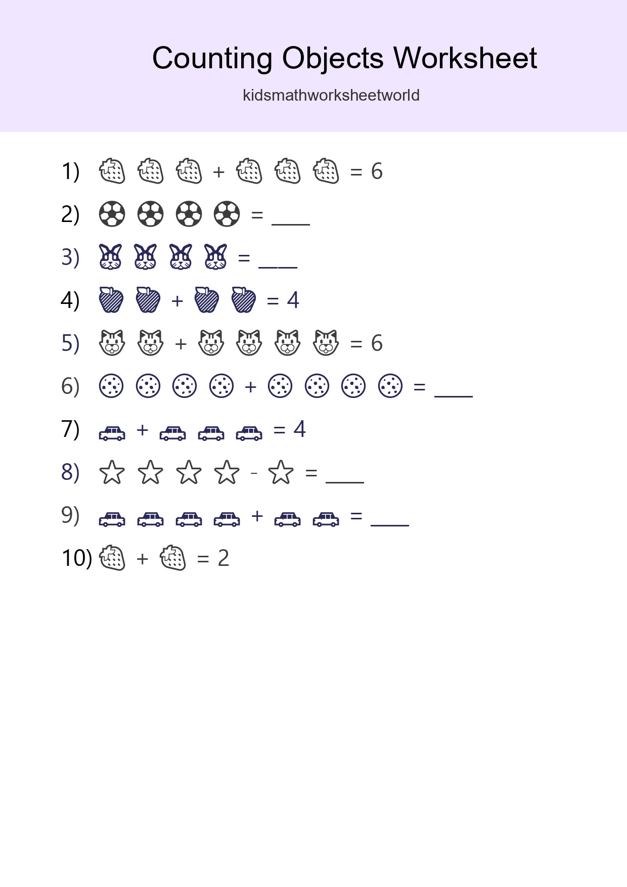 Free Counting Objects Worksheet For Kindergarten Printable - Part 234