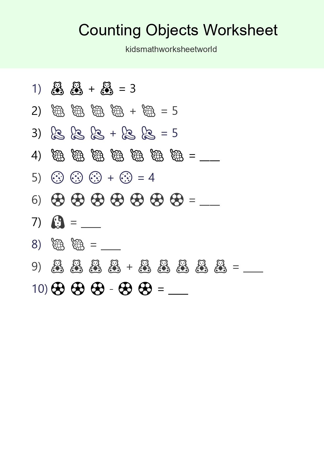 Free Counting Objects Worksheet For Kindergarten Printable - Part 245