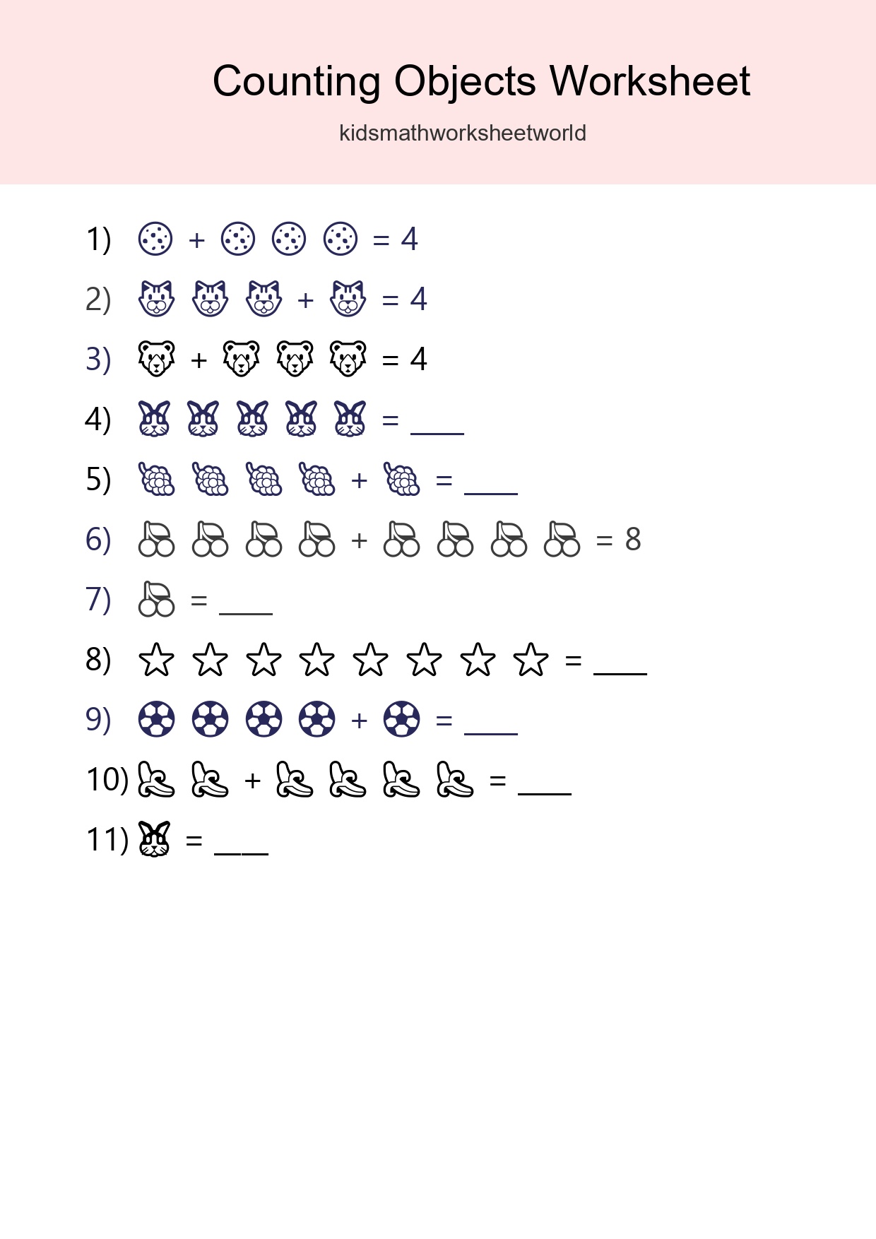 Free Counting Objects Worksheet For Kindergarten Printable - Part 256