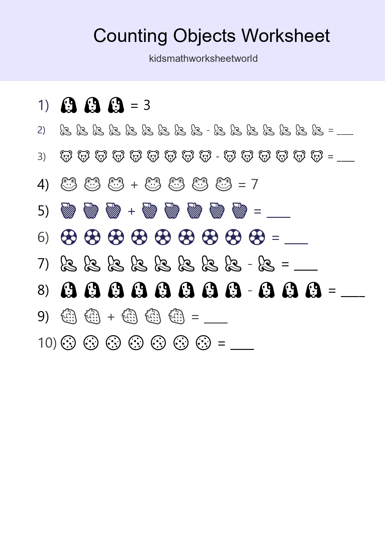 Free Counting Objects Worksheet For Kindergarten Printable - Part 3