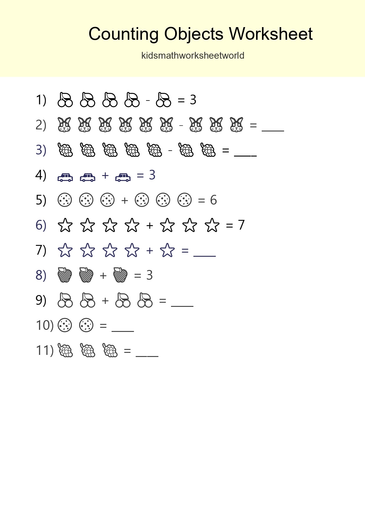 Free Counting Objects Worksheet For Kindergarten Printable - Part 300