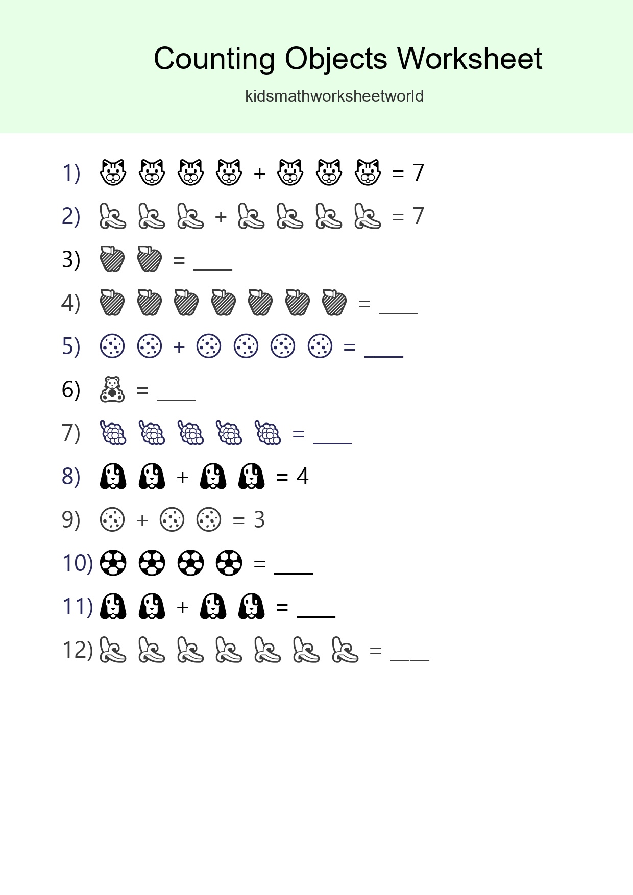 Free Counting Objects Worksheet For Kindergarten Printable - Part 69