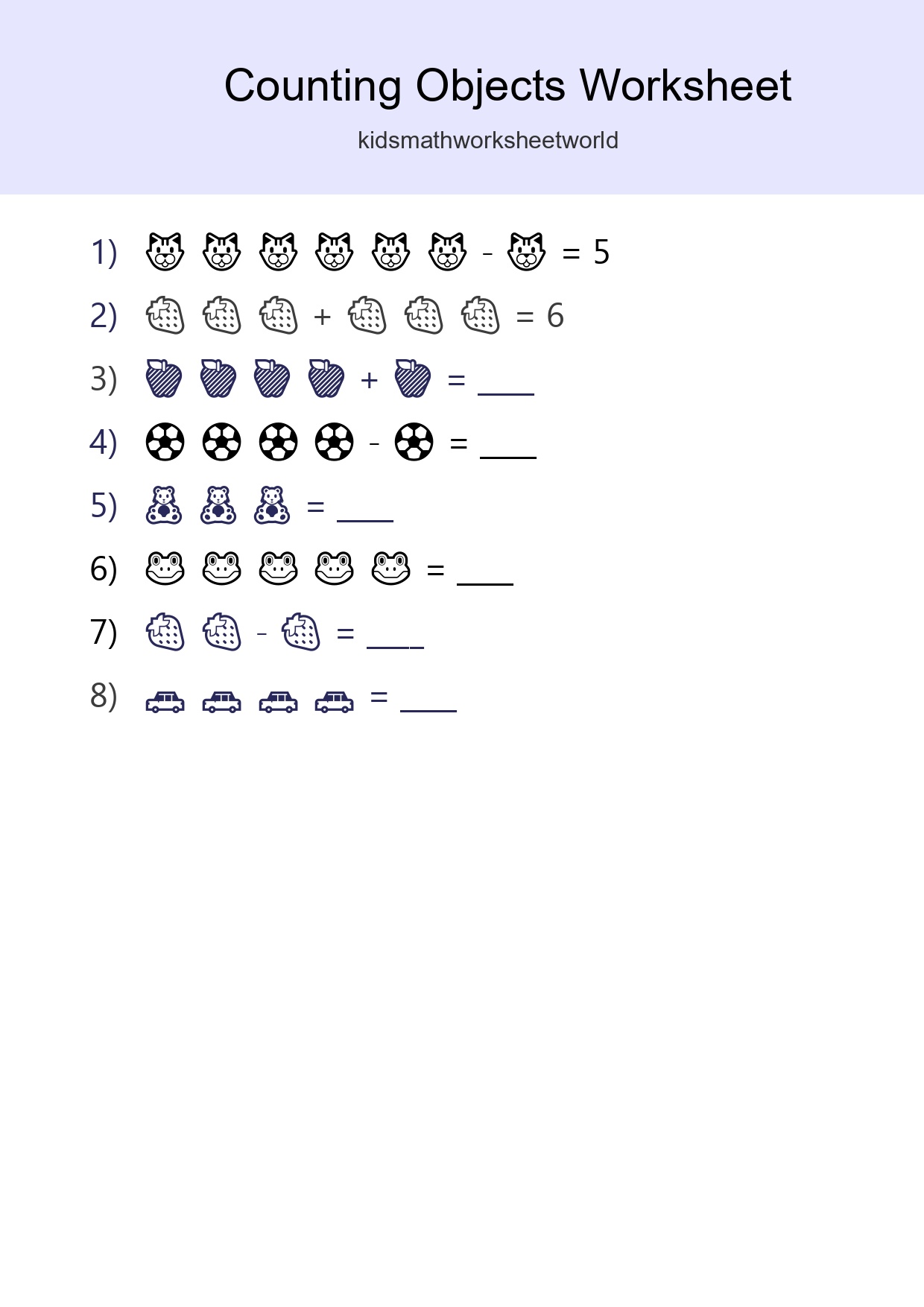 Free Counting Objects Worksheet For Kindergarten Printable - Part 91