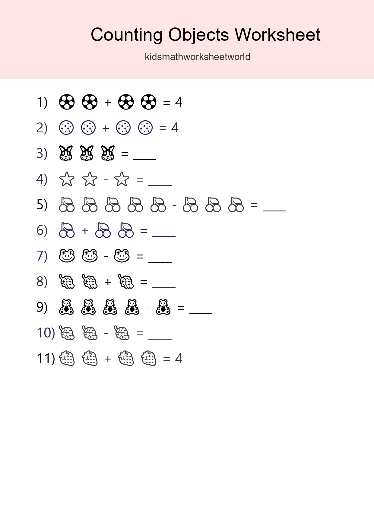 Free Counting Objects Worksheet For Pre-K - Part 289