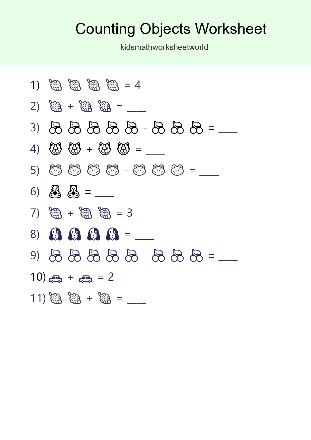 Free Counting Objects Worksheet For Pre-K Printable - Part 146