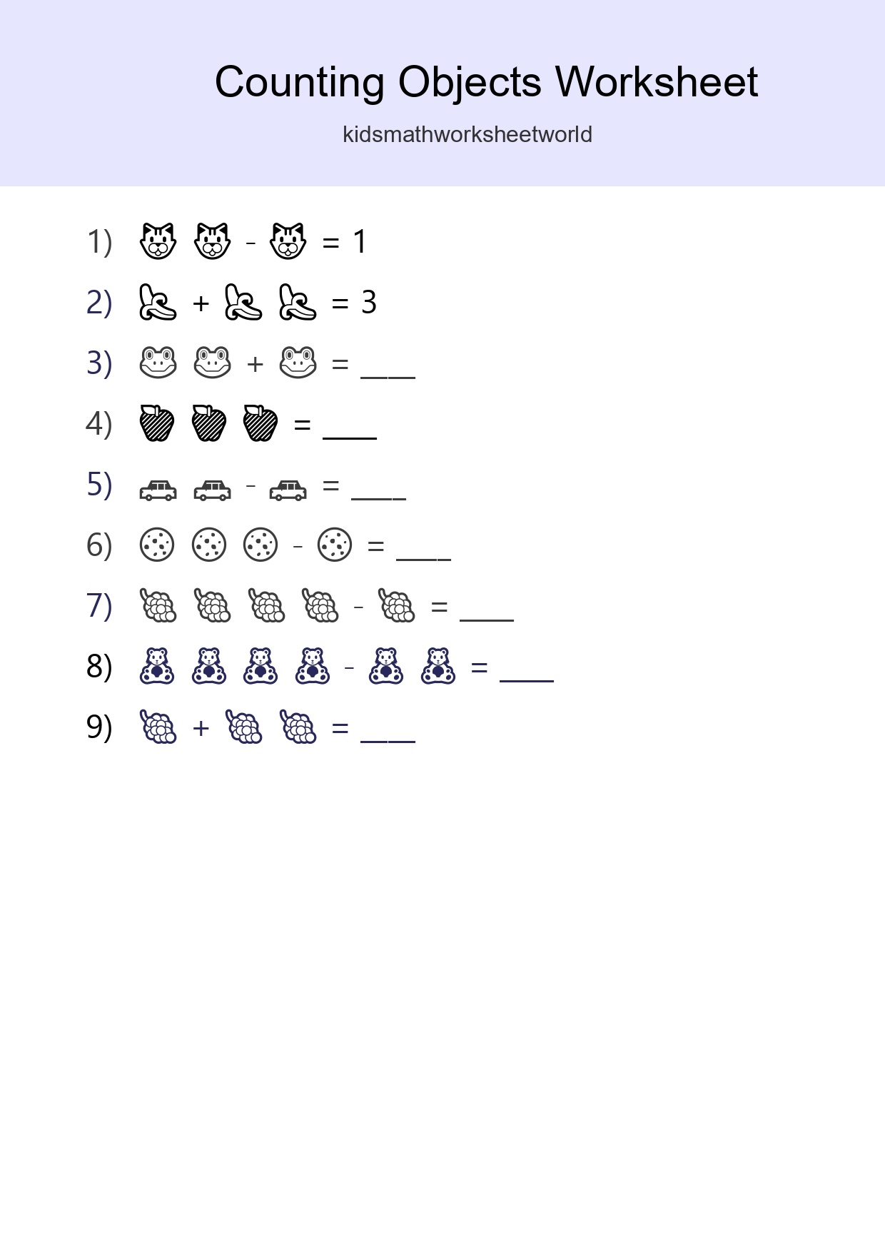 Free Counting Objects Worksheet For Pre-K Printable - Part 201