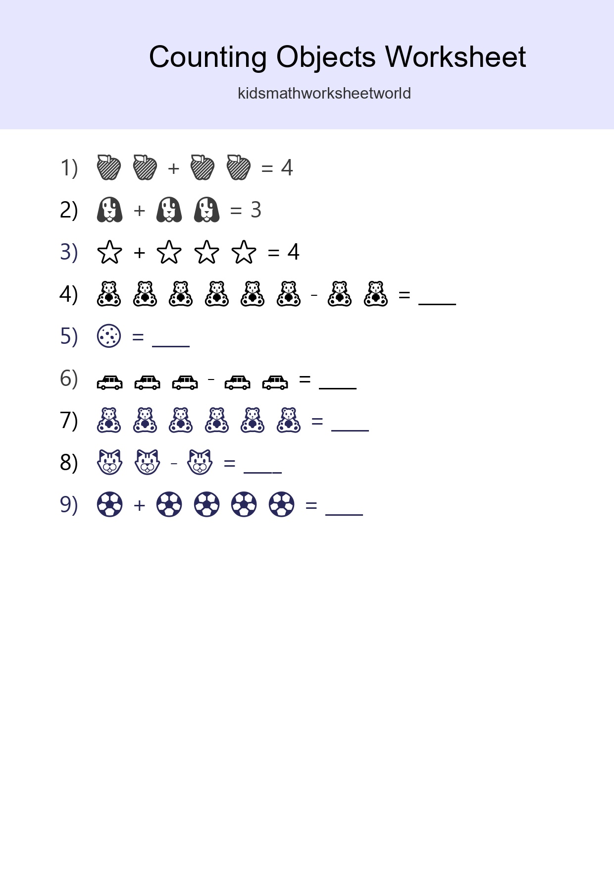Kindergarten Count The Objects Worksheet - Part 135