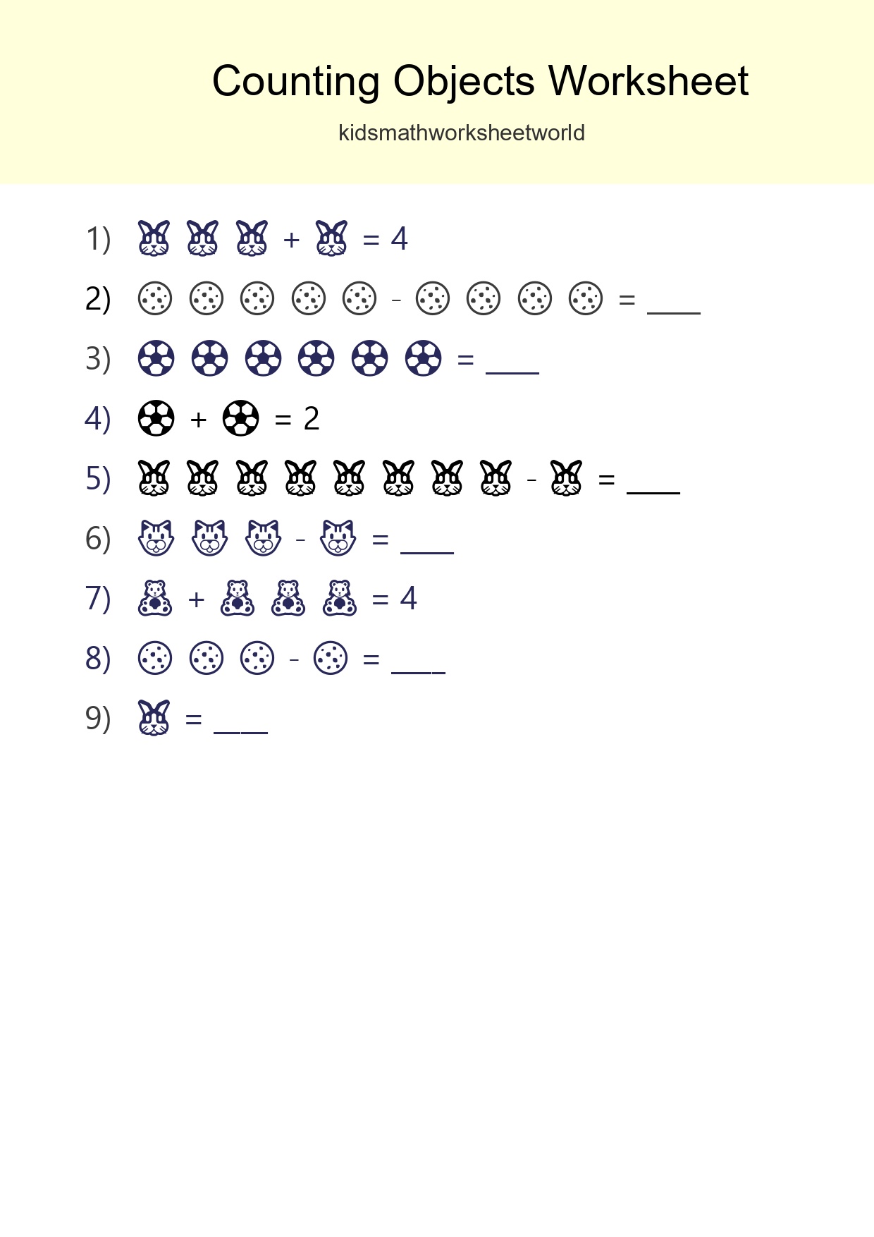 Kindergarten Count The Objects Worksheet - Part 223