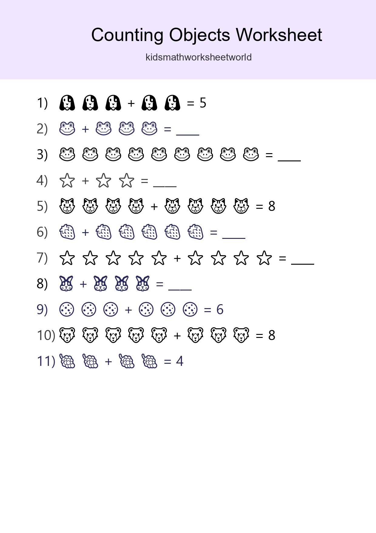 Kindergarten Count The Objects Worksheet - Part 278