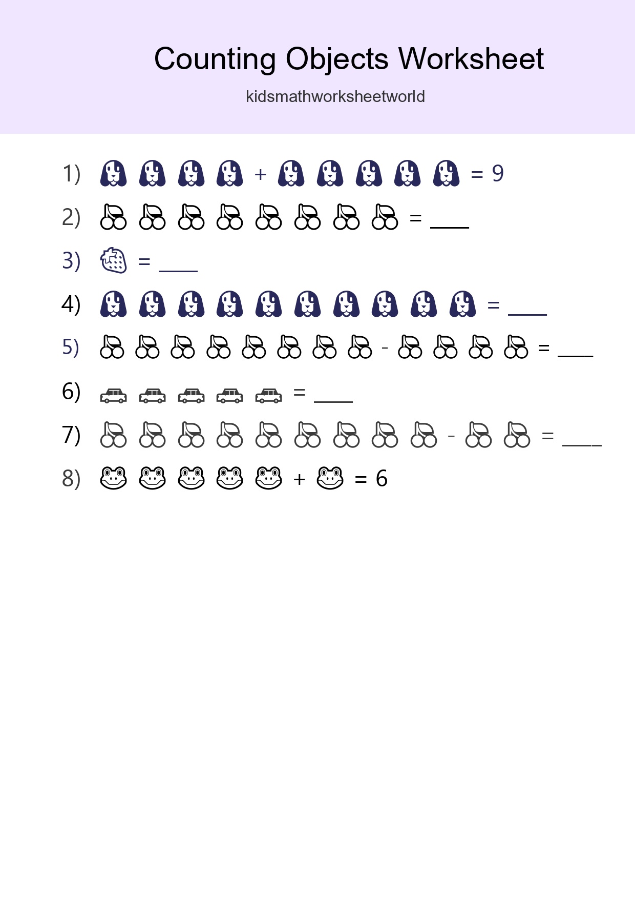 Kindergarten Count The Objects Worksheet - Part 47